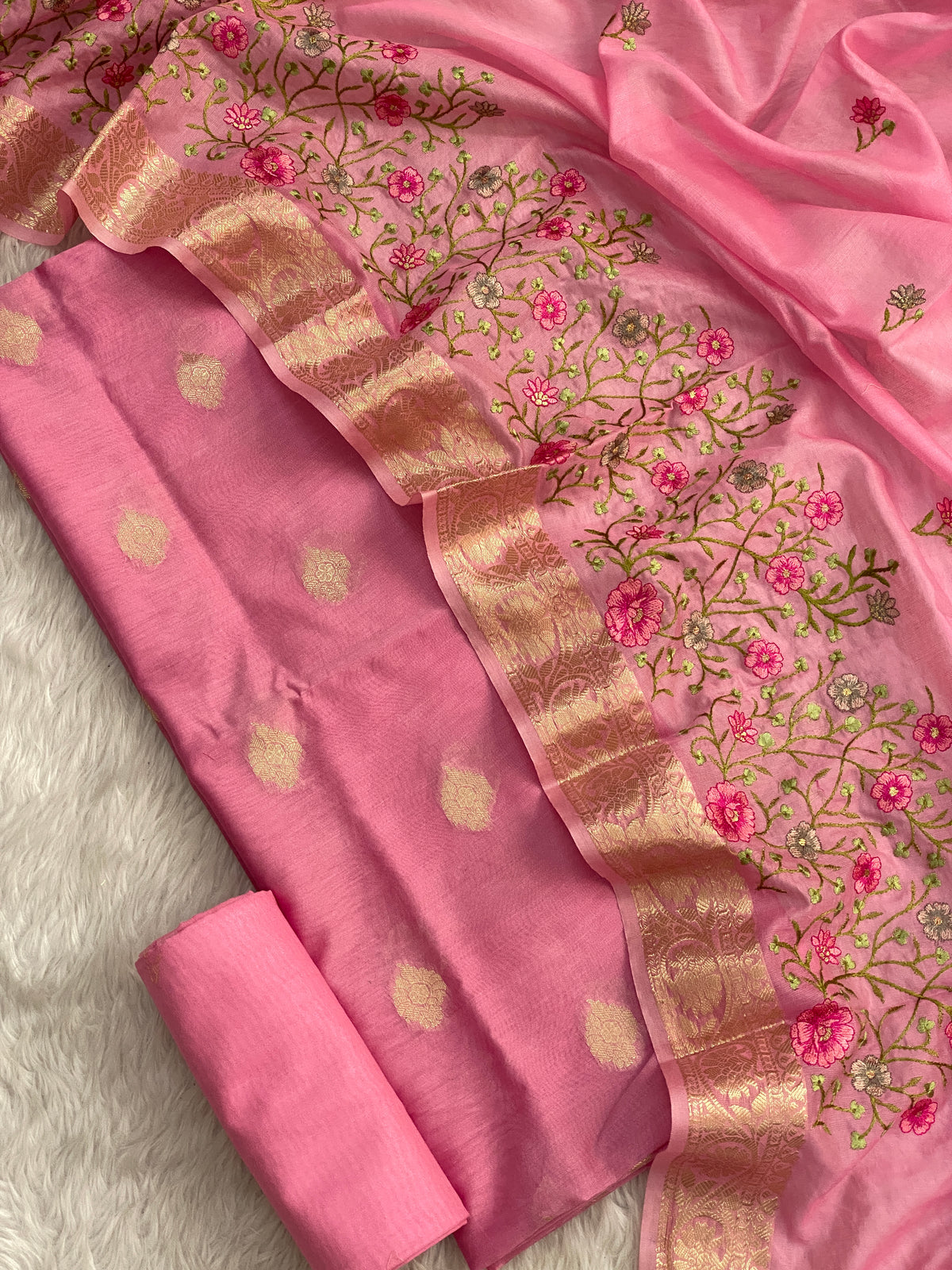 Banarasi chanderi embroidery suits