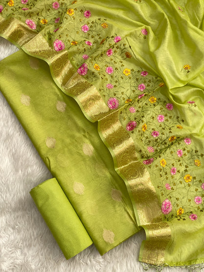 Banarasi chanderi embroidery suits