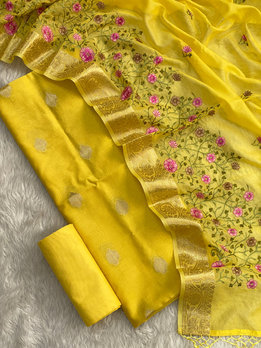 Banarasi chanderi embroidery suits