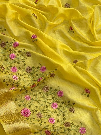 Banarasi chanderi embroidery suits