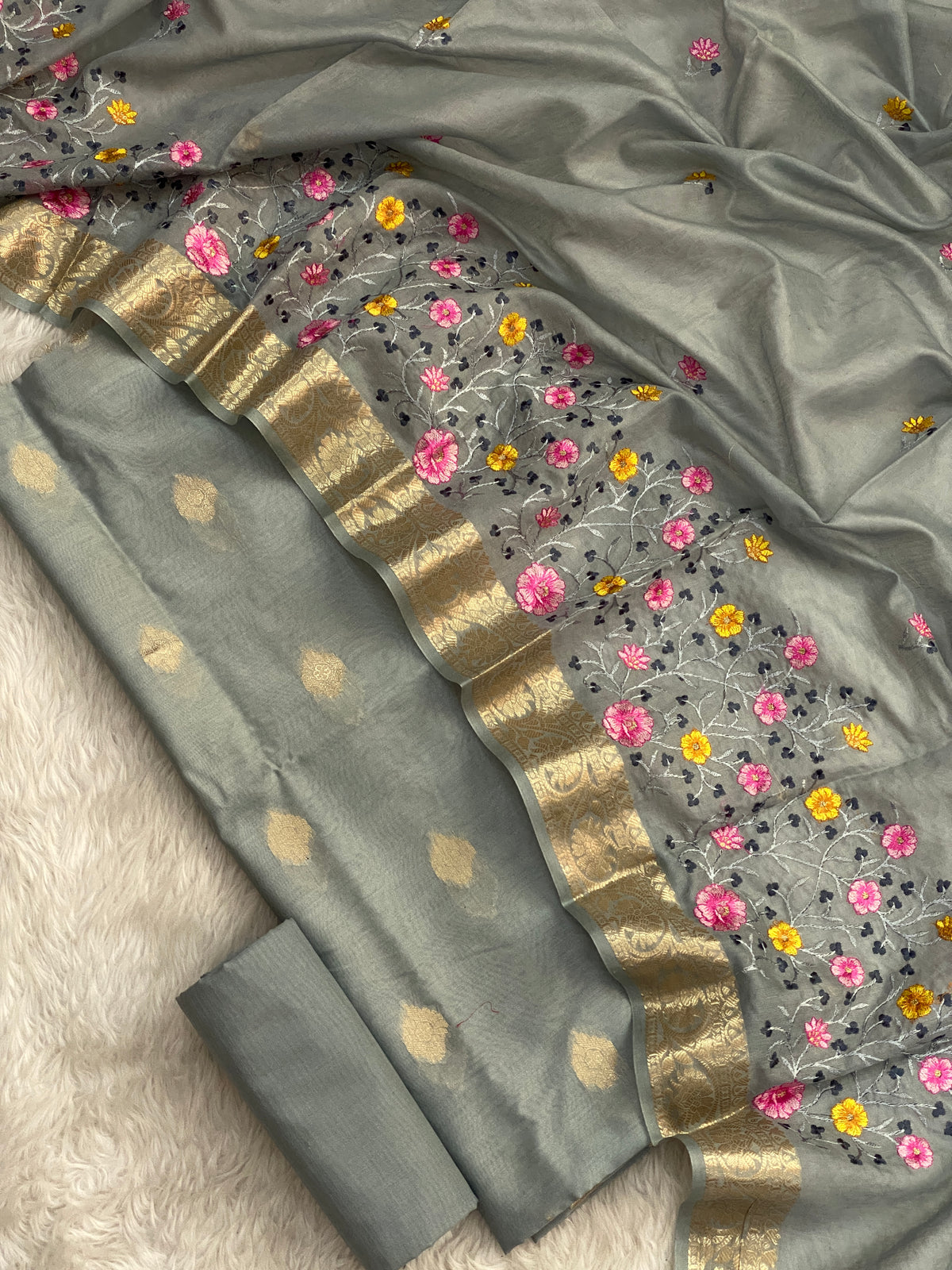 Banarasi chanderi embroidery suits